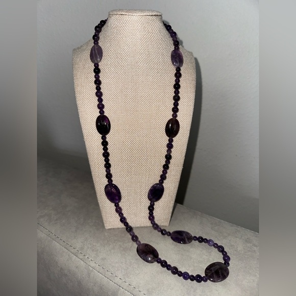 Amethyst bead fashion long necklace by Jay King - Picture 5 of 13